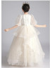 Beaded Ivory Lace Tulle Chic Flower Girl Dress Beaded Ivory Lace Tulle Chic Flower Girl Dress